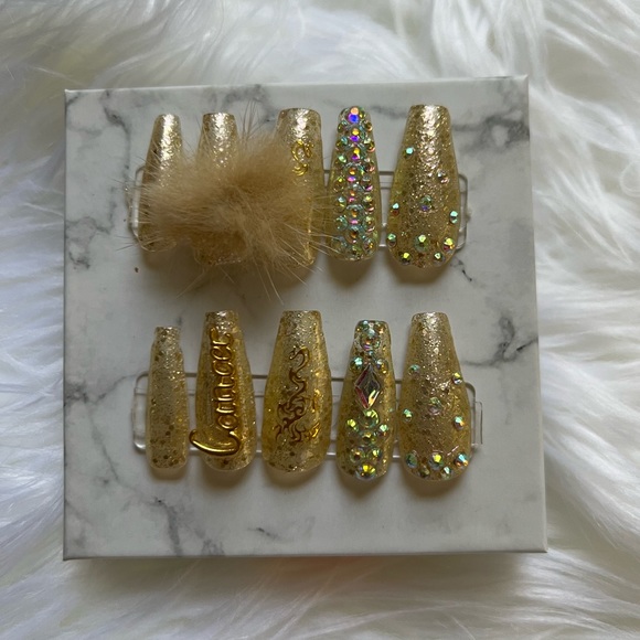 Gold “Cancer” Press On Nail Set - Picture 1 of 4